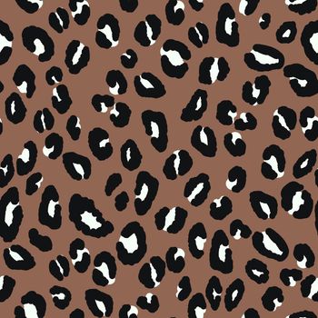 Abstract modern leopard seamless pattern. Animals trendy background. Brown and black decorative vector stock illustration for print, card, postcard, fabric, textile. Modern ornament of stylized skin