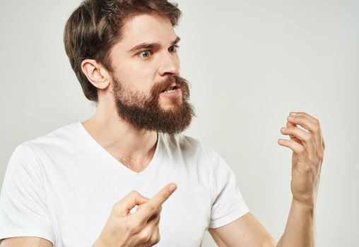 aggressive men outrage stress cry bushy beard. High quality photo