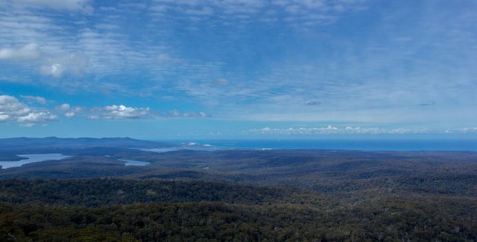 Croajingolong National Park at a sunny day viewed from Genoa Peak, Victoria, Australia