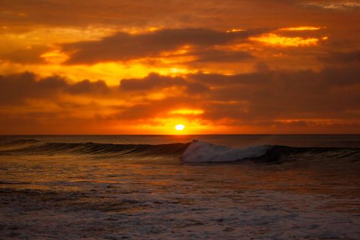 once in a life time beautiful sunrise over the indian ocean, waves are breaking at the great ocean road, victoria