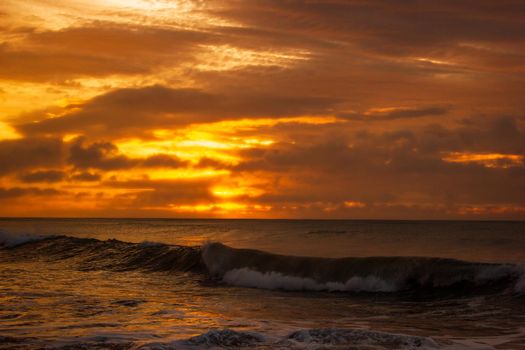 once in a life time beautiful sunrise over the indian ocean, waves are breaking at the great ocean road, victoria