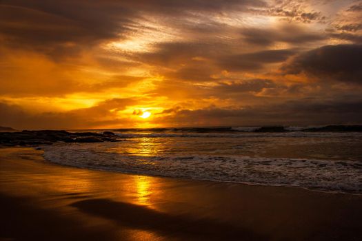 once in a life time beautiful sunrise over the indian ocean, waves are breaking at the great ocean road, victoria