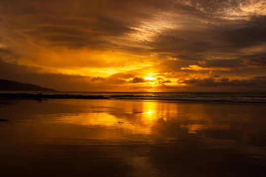 once in a life time beautiful sunrise over the indian ocean, waves are breaking at the great ocean road, victoria