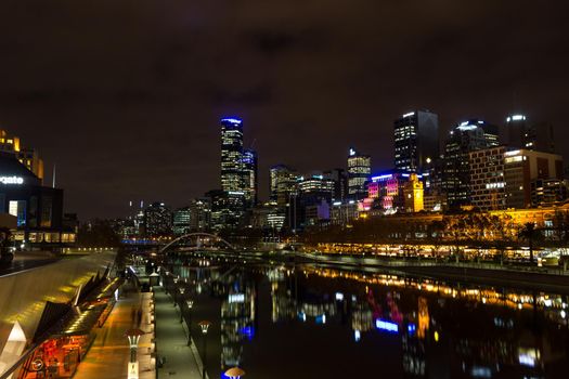MELRBOURNE - May 2015. city skyline and Yarra River at night