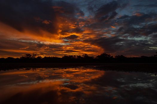 beautiful panoramic sunset in the Queensland Outback 200 km north of Cloncurry, Queensland