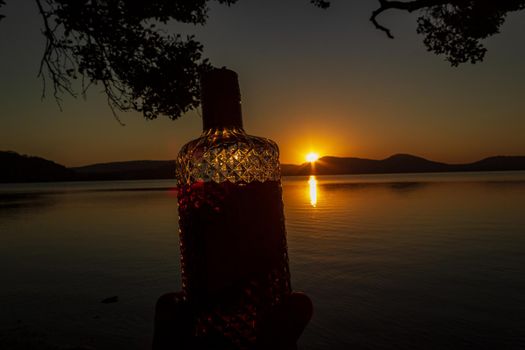 beautiful sunset over Watson Taylors Lake in Crowdy Bay National Park, New South Wales