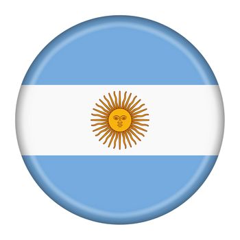An Argentina flag button 3d illustration with clipping path