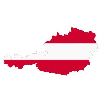An Austria map on white background with clipping path