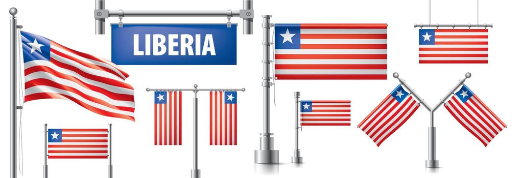 Vector set of the national flag of Liberia in various creative designs.