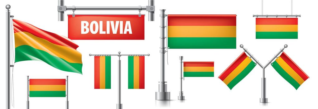 Vector set of the national flag of Bolivia in various creative designs.