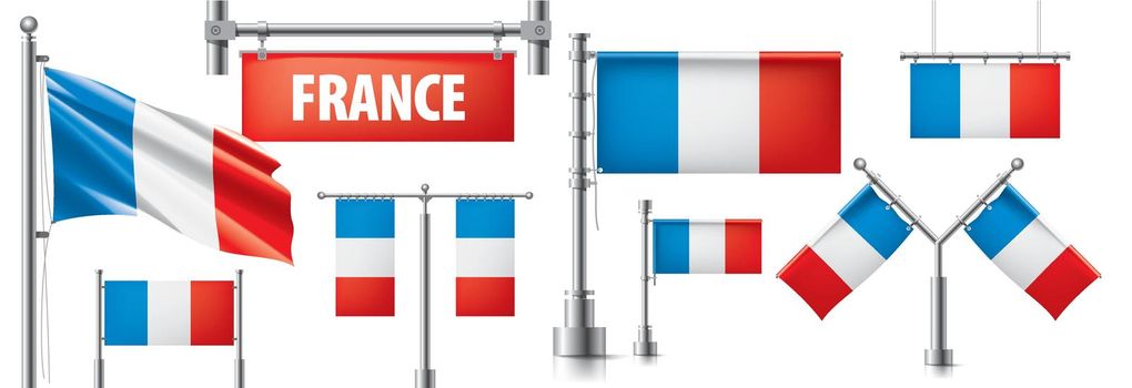Vector set of the national flag of France in various creative designs.