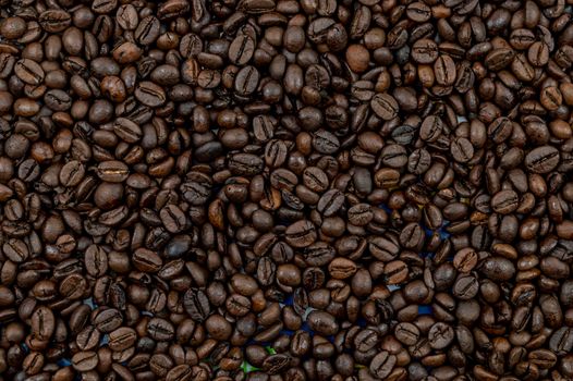 texture of roasted coffee beans ready for grinding