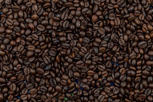 texture of roasted coffee beans ready for grinding