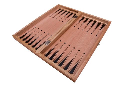 Backgammon game. Backgammon board isolate on a white background close-up.