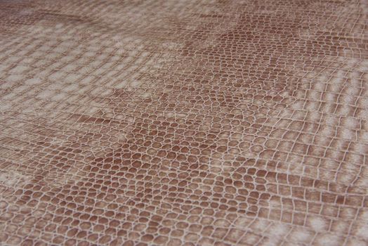 brown Leather crocodile skin background texture close-up.