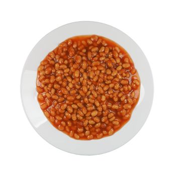 baked beans with tomato soup isolated over white background