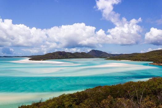 Tropical lagoon and Whitehaven beach, Whitsunday Island, Queensland, Australia