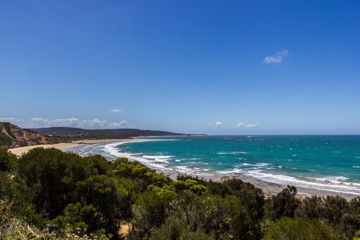 Beautiful blue lagoon on the Great Ocean Road, Victoria Australia