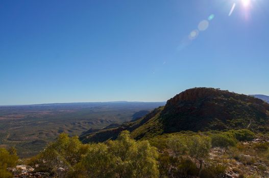 Hiker at the top of Mount Gillen just outside Alice Springs in central Australia.