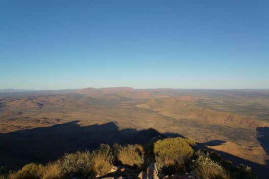 Hiker at the top of Mount Gillen just outside Alice Springs in central Australia.