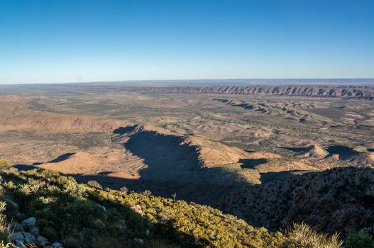 Hiker at the top of Mount Gillen just outside Alice Springs in central Australia.