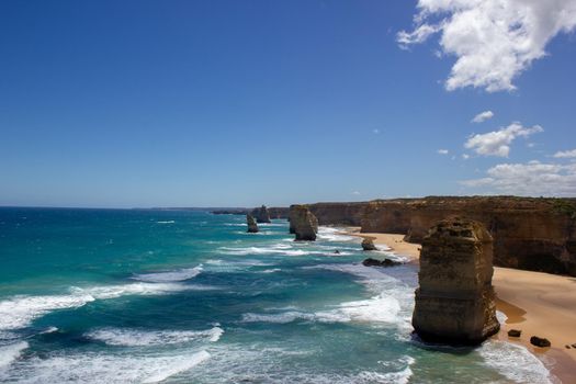 Famous Cliffs at 12 Apostles, Beautiful Scenic Natural Attraction, Great Ocean Road, Victoria