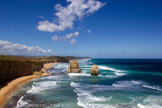 Famous Cliffs at 12 Apostles, Beautiful Scenic Natural Attraction, Great Ocean Road, Victoria