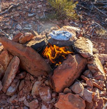 Campfire at the morning to prepare food