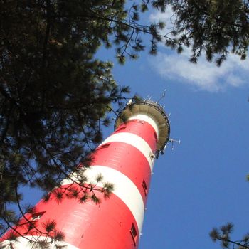 Lighthouse on the Island Ameland The Netherlands. Shot from below.