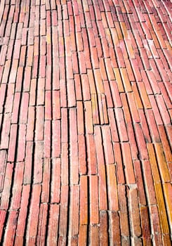 Texture of red brick floor and pathway