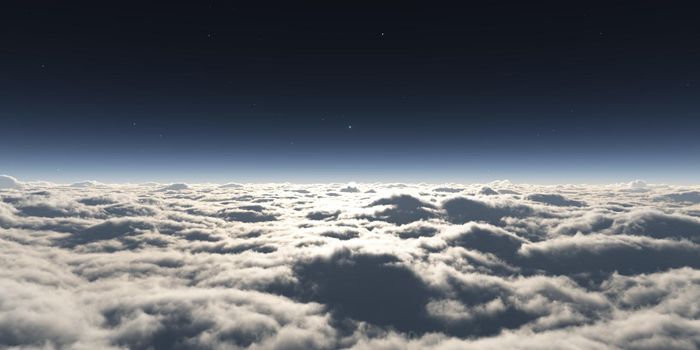 dream fly above clouds ray light, 3d rendering illustration