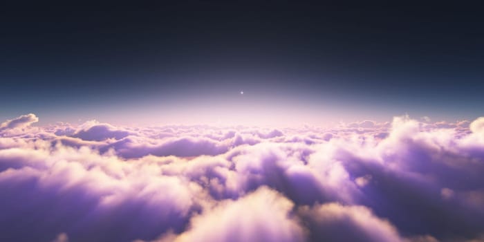 above clouds sunrise sun ray illustration, 3d rendering