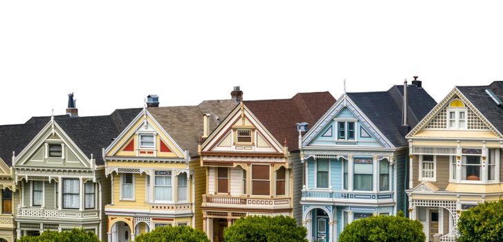 Beautiful Victorian Terrace Houses Isolated On A White Background