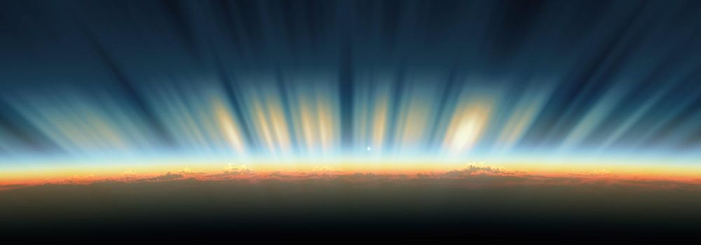 sunrise from space aurora, 3d rendering illustration