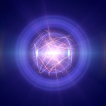 Highly magnetized rotating neutron star, abstract illustration