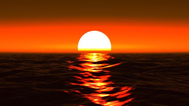 panorama of the ocean sunset, sea sunset, 3d render illustration