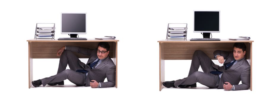 Businessman hiding in the ofice