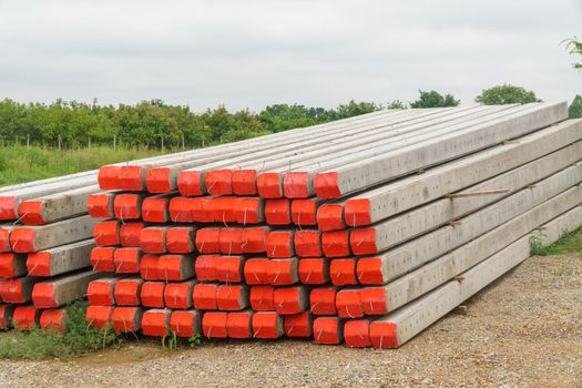 Stack of electrical concrete poles