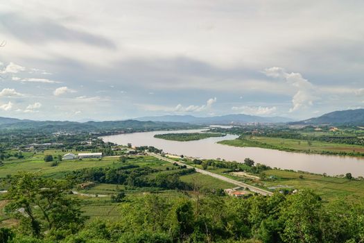 Mekong river and Thai-Laos border at Chiang Saen district , Thailand