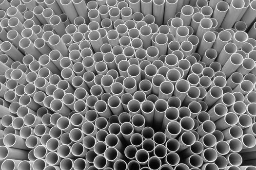 PVC pipes stacking on shelf in warehouse