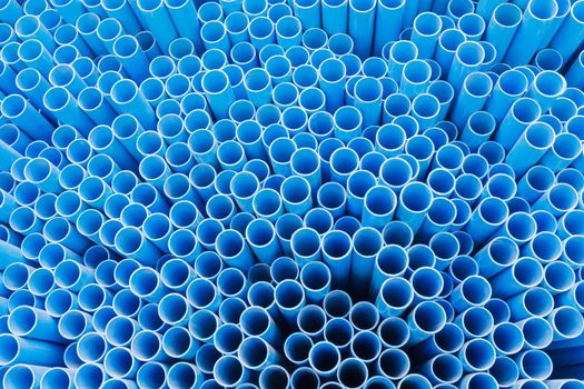 PVC pipes stacking on shelf in warehouse