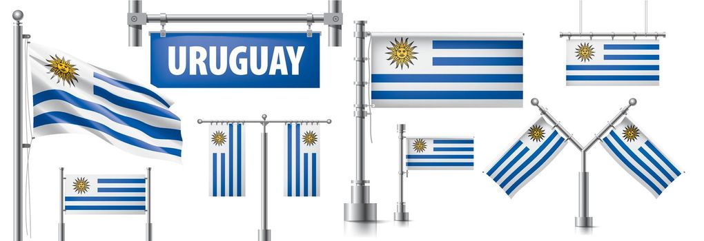 Vector set of the national flag of Uruguay in various creative designs.