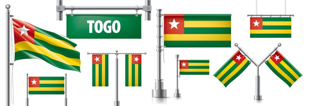 Vector set of the national flag of Togo in various creative designs.