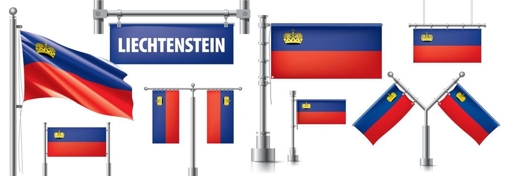 Vector set of the national flag of Liechtenstein in various creative designs.