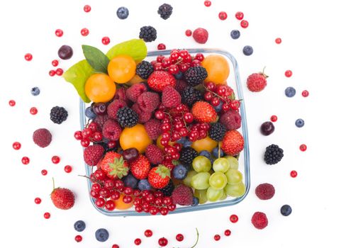 berry mix isolated on a white background.