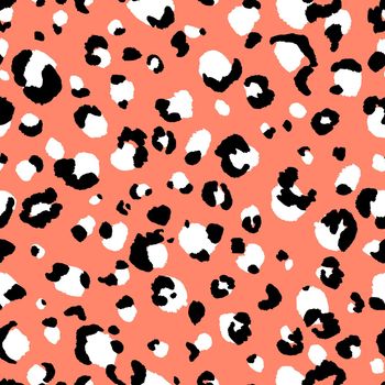 Abstract modern leopard seamless pattern. Animals trendy background. Beige and black decorative vector stock illustration for print, card, postcard, fabric, textile. Modern ornament of stylized skin