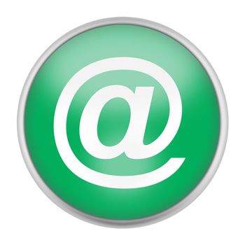 A green web graphic button email at symbol isolated on white with clipping path