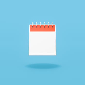 Orange and White Single Day Calendar with Blank Date on Flat Blue Background with Shadow 3D Illustration