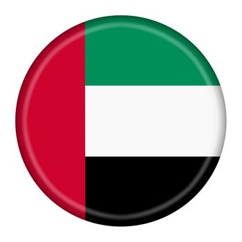 A United Arab Emirates flag button 3d illustration with clipping path