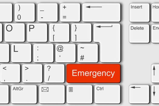An Emergency concept PC computer keyboard 3d illustration